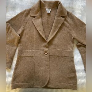 100% Cashmere Cardigan Sweater Jacket Large Camel Color